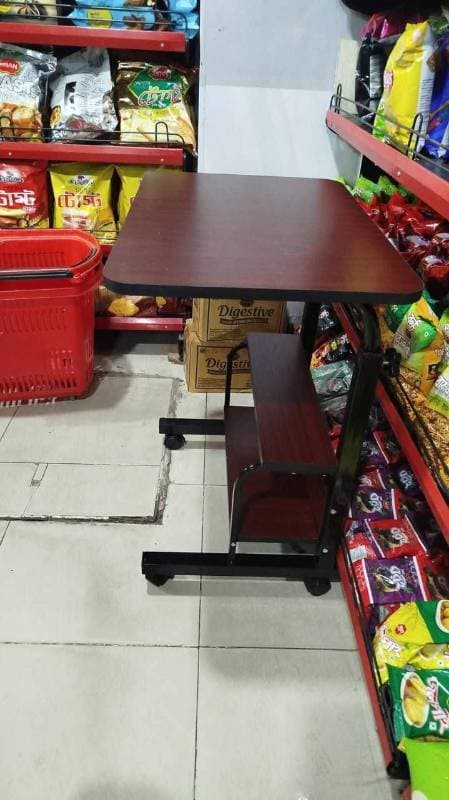 double layer adjustable table ( Deep brown) thumbnail 2