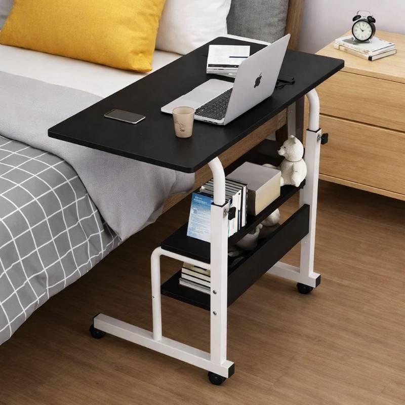 Double Layer Height Adjustable Table -( black /White stand