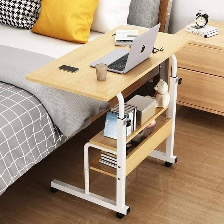 double layer adjustable table wooden  