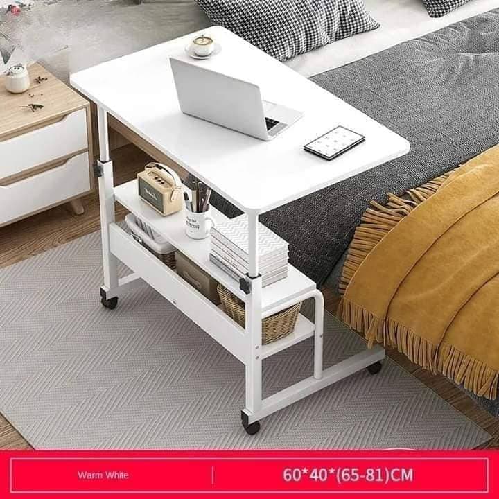 double layer adjustable table (white )