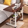 Double Layer Height Adjustable Table -( deep brown /White stand