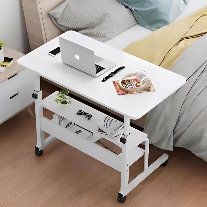 double layer adjustable table ( white  )